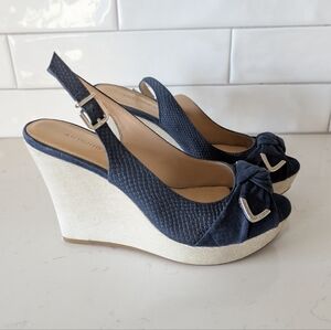 Antonio Melani Blue Wedge Slingback Open Toe Shoes Size 7
